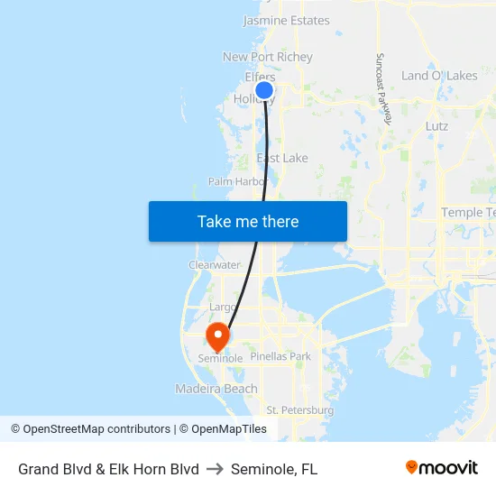 Grand Blvd & Elk Horn Blvd to Seminole, FL map