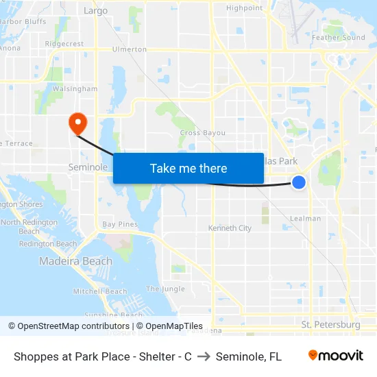 Shoppes at Park Place - Shelter - C to Seminole, FL map