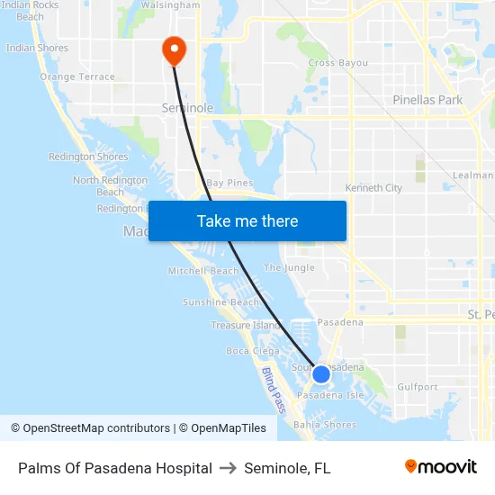 Palms Of Pasadena Hospital to Seminole, FL map