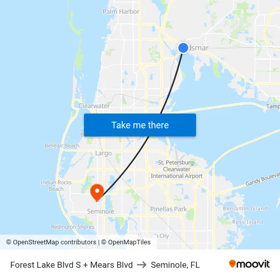 Forest Lake Blvd S + Mears Blvd to Seminole, FL map