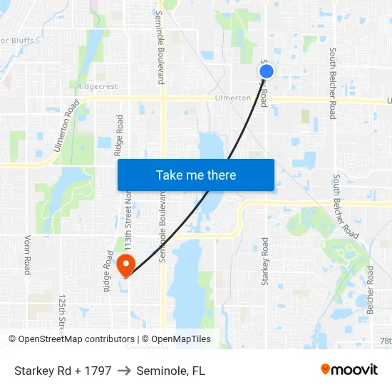 Starkey Rd + 1797 to Seminole, FL map