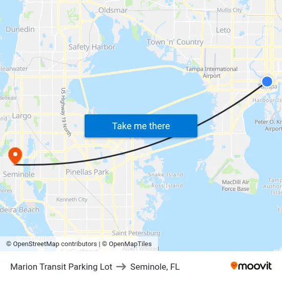 Marion Transit Parking Lot to Seminole, FL map