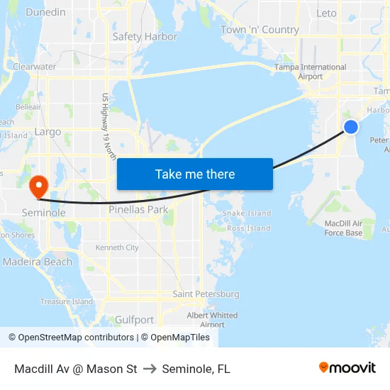 Macdill Av @ Mason St to Seminole, FL map