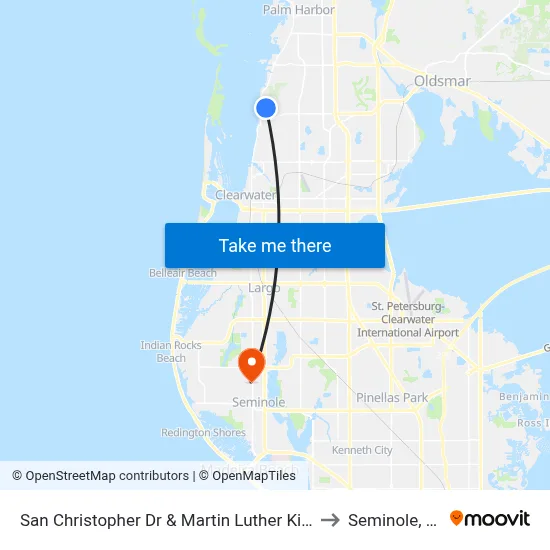 San Christopher Dr & Martin Luther King to Seminole, FL map