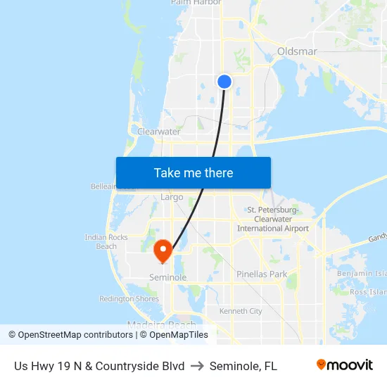 Us Hwy 19 N & Countryside Blvd to Seminole, FL map