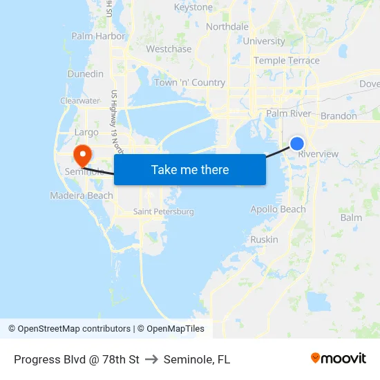 Progress Blvd @ 78th St to Seminole, FL map