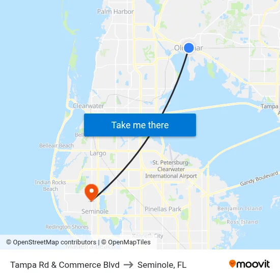 Tampa Rd & Commerce Blvd to Seminole, FL map