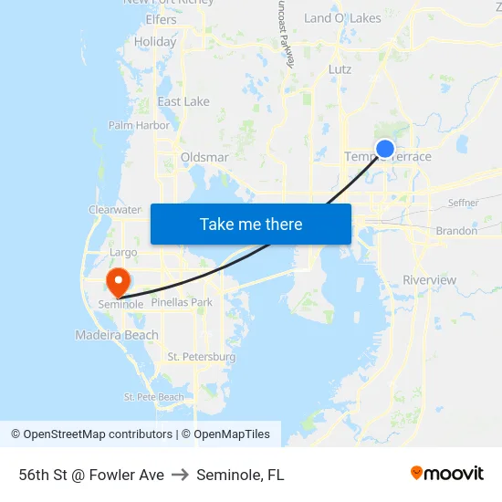 56th St @ Fowler Ave to Seminole, FL map
