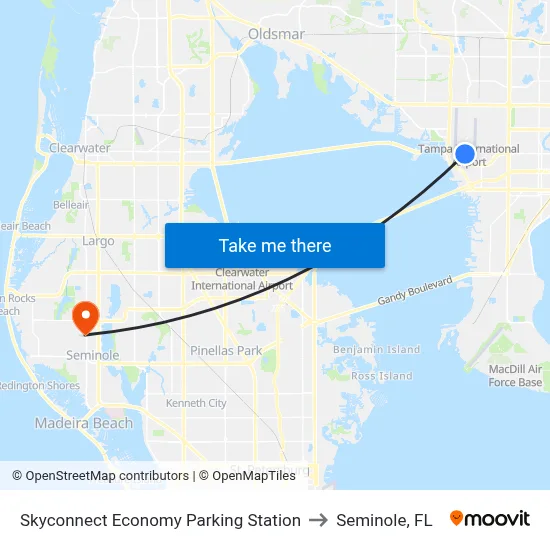 Skyconnect Economy Parking Station to Seminole, FL map
