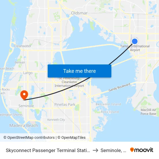 Skyconnect Passenger Terminal Station to Seminole, FL map