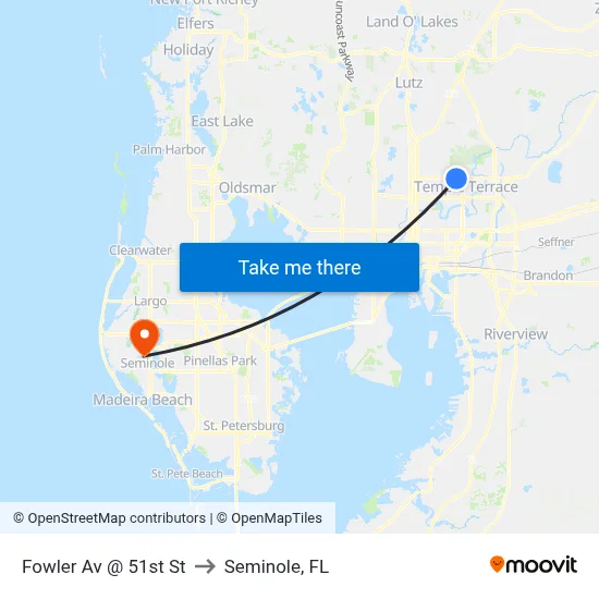 Fowler Av @ 51st St to Seminole, FL map