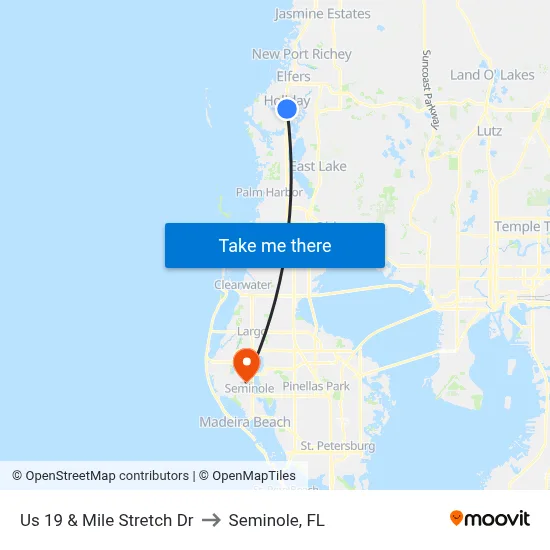 Us 19 & Mile Stretch Dr to Seminole, FL map
