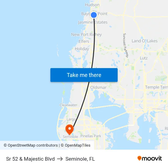 Sr 52 & Majestic Blvd to Seminole, FL map