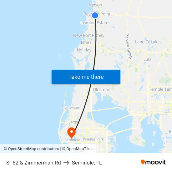 Sr 52 & Zimmerman Rd to Seminole, FL map
