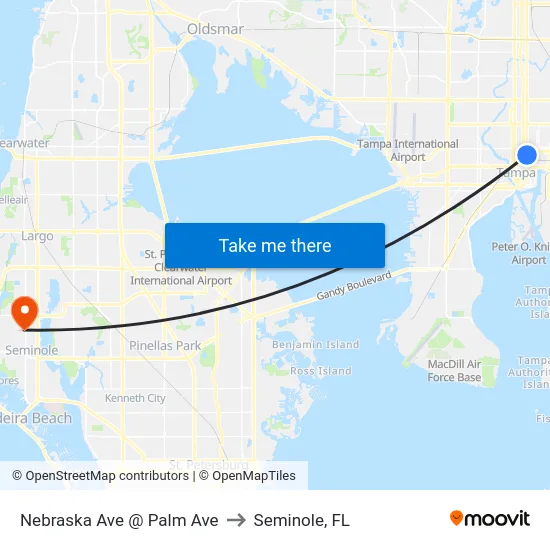 Nebraska Ave @ Palm Ave to Seminole, FL map