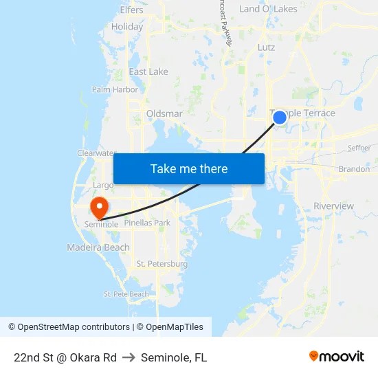 22nd St @ Okara Rd to Seminole, FL map