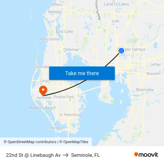 22nd St @ Linebaugh Av to Seminole, FL map