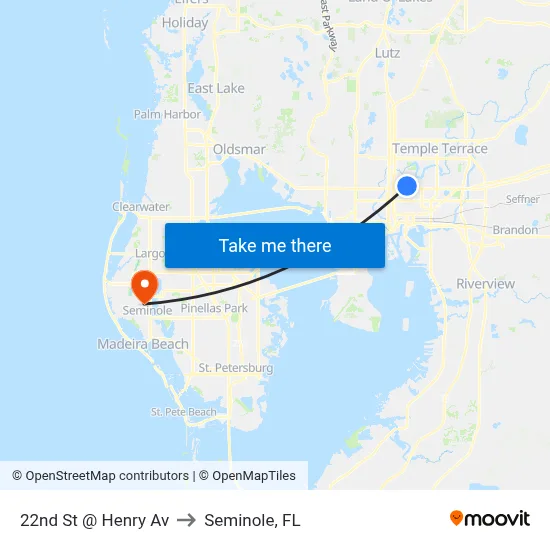 22nd St @ Henry Av to Seminole, FL map