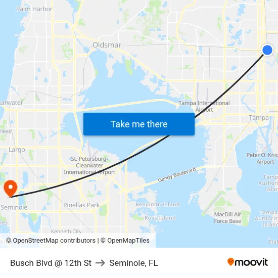 Busch Blvd @ 12th St to Seminole, FL map