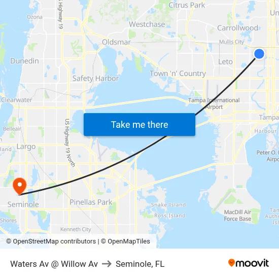 Waters Av @ Willow Av to Seminole, FL map