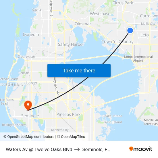 Waters Av @ Twelve Oaks Blvd to Seminole, FL map