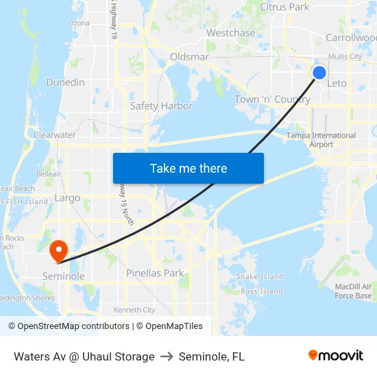 Waters Av @ Uhaul Storage to Seminole, FL map