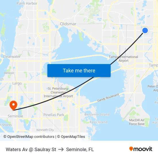 Waters Av @ Saulray St to Seminole, FL map