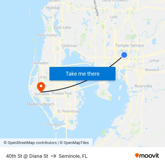 40th St @ Diana St to Seminole, FL map