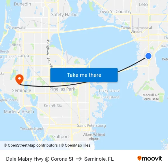 Dale Mabry Hwy @ Corona St to Seminole, FL map
