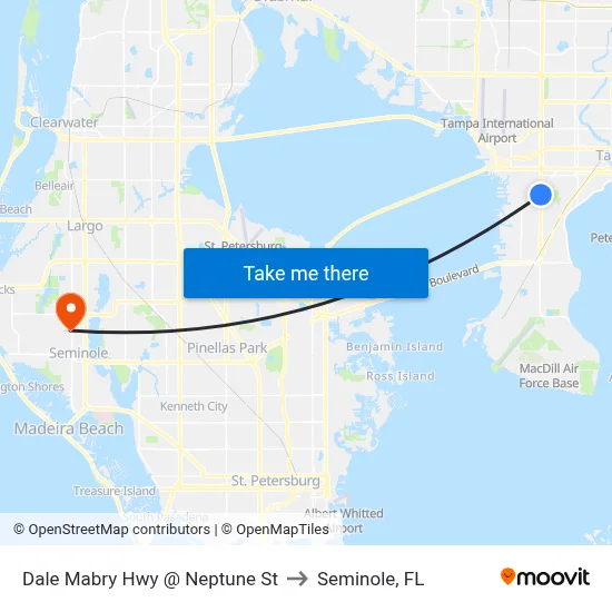 Dale Mabry Hwy @ Neptune St to Seminole, FL map