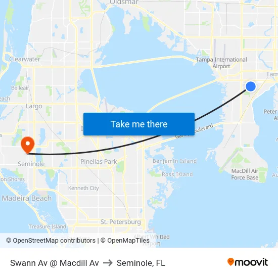 Swann Av @ Macdill Av to Seminole, FL map