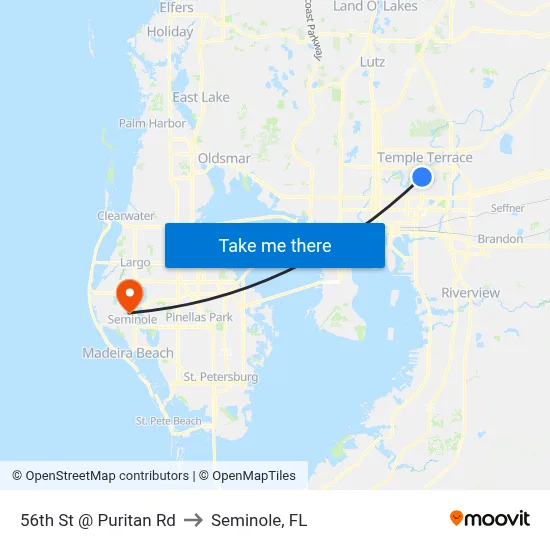 56th St @ Puritan Rd to Seminole, FL map