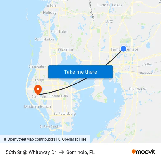56th St @ Whiteway Dr to Seminole, FL map