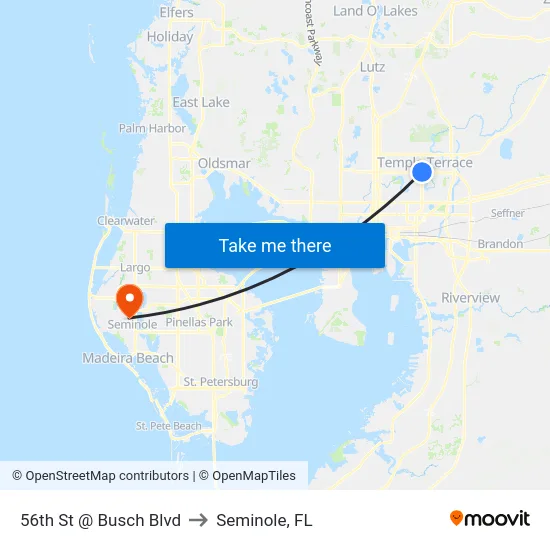 56th St @ Busch Blvd to Seminole, FL map