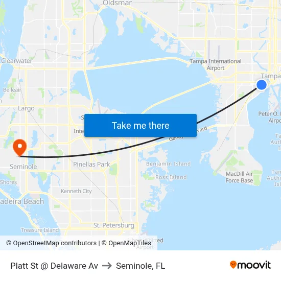 Platt St @ Delaware Av to Seminole, FL map