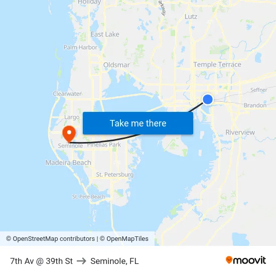 7th Av @ 39th St to Seminole, FL map
