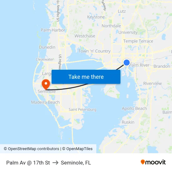 Palm Av @ 17th St to Seminole, FL map
