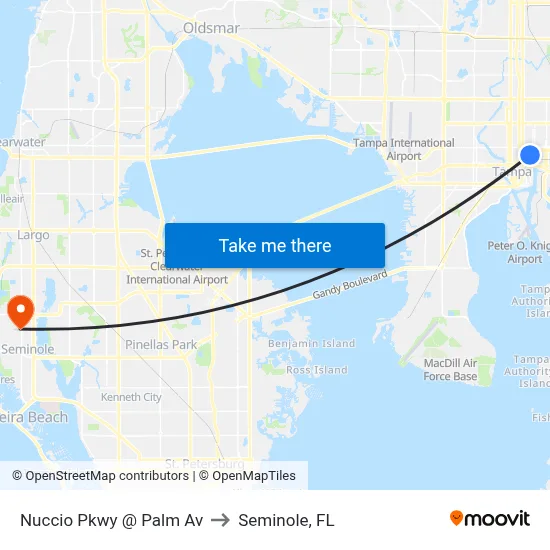 Nuccio Pkwy @ Palm Av to Seminole, FL map