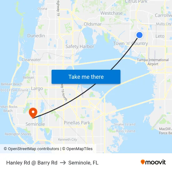 Hanley Rd @ Barry Rd to Seminole, FL map