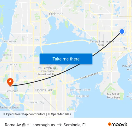 Rome Av @ Hillsborough Av to Seminole, FL map