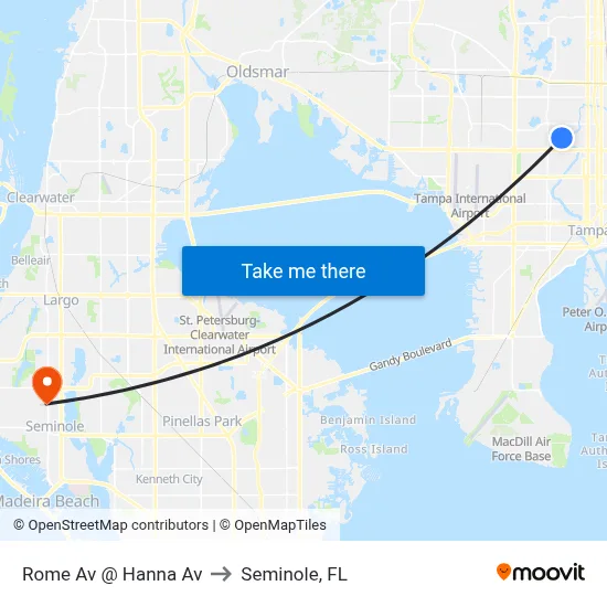Rome Av @ Hanna Av to Seminole, FL map
