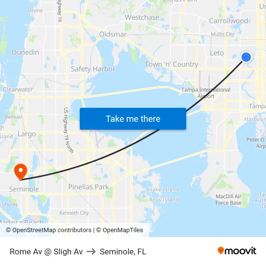 Rome Av @ Sligh Av to Seminole, FL map