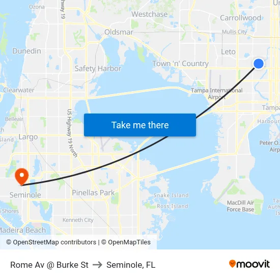 Rome Av @ Burke St to Seminole, FL map