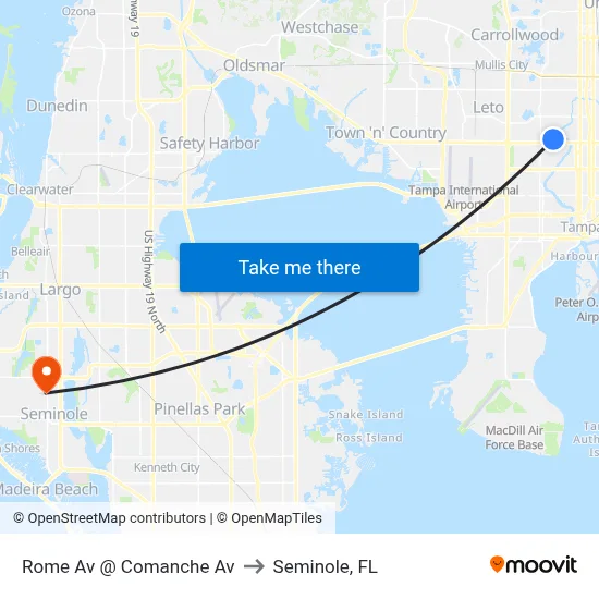 Rome Av @ Comanche Av to Seminole, FL map
