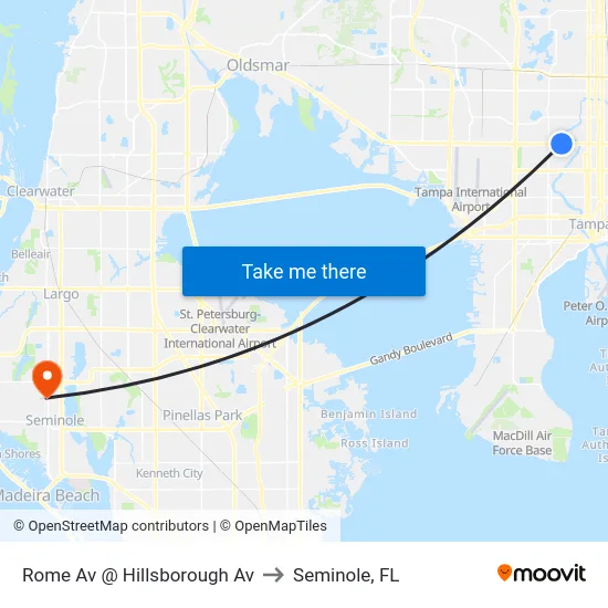 Rome Av @ Hillsborough Av to Seminole, FL map