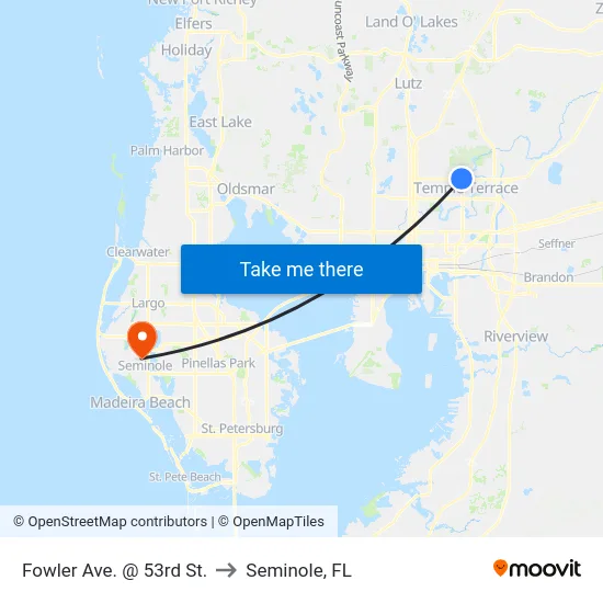 Fowler Ave. @ 53rd St. to Seminole, FL map
