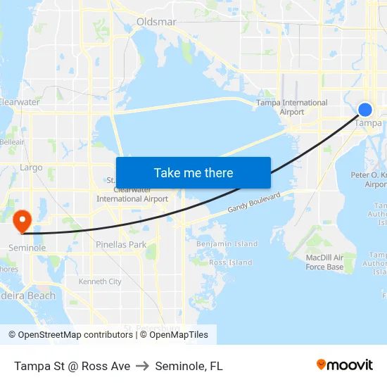 Tampa St @ Ross Ave to Seminole, FL map