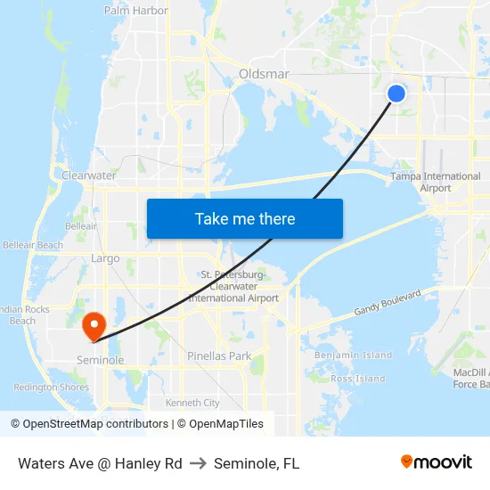 Waters Ave @ Hanley Rd to Seminole, FL map