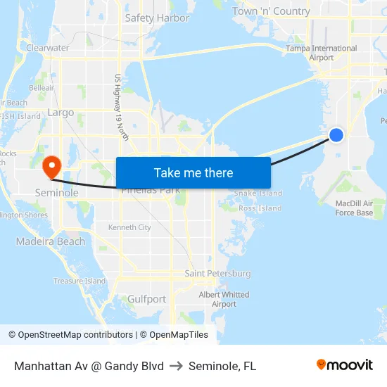 Manhattan Av @ Gandy Blvd to Seminole, FL map