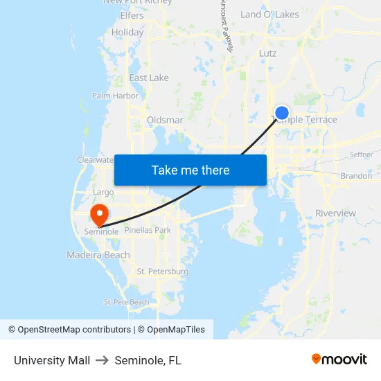 University Mall to Seminole, FL map